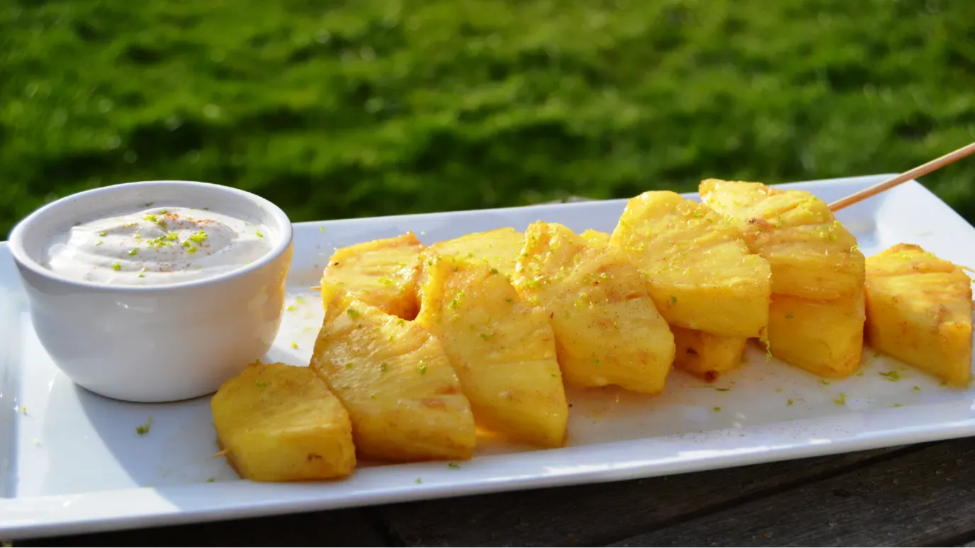 Ginger Roasted Pineapple with Greek Yoghurt Dip