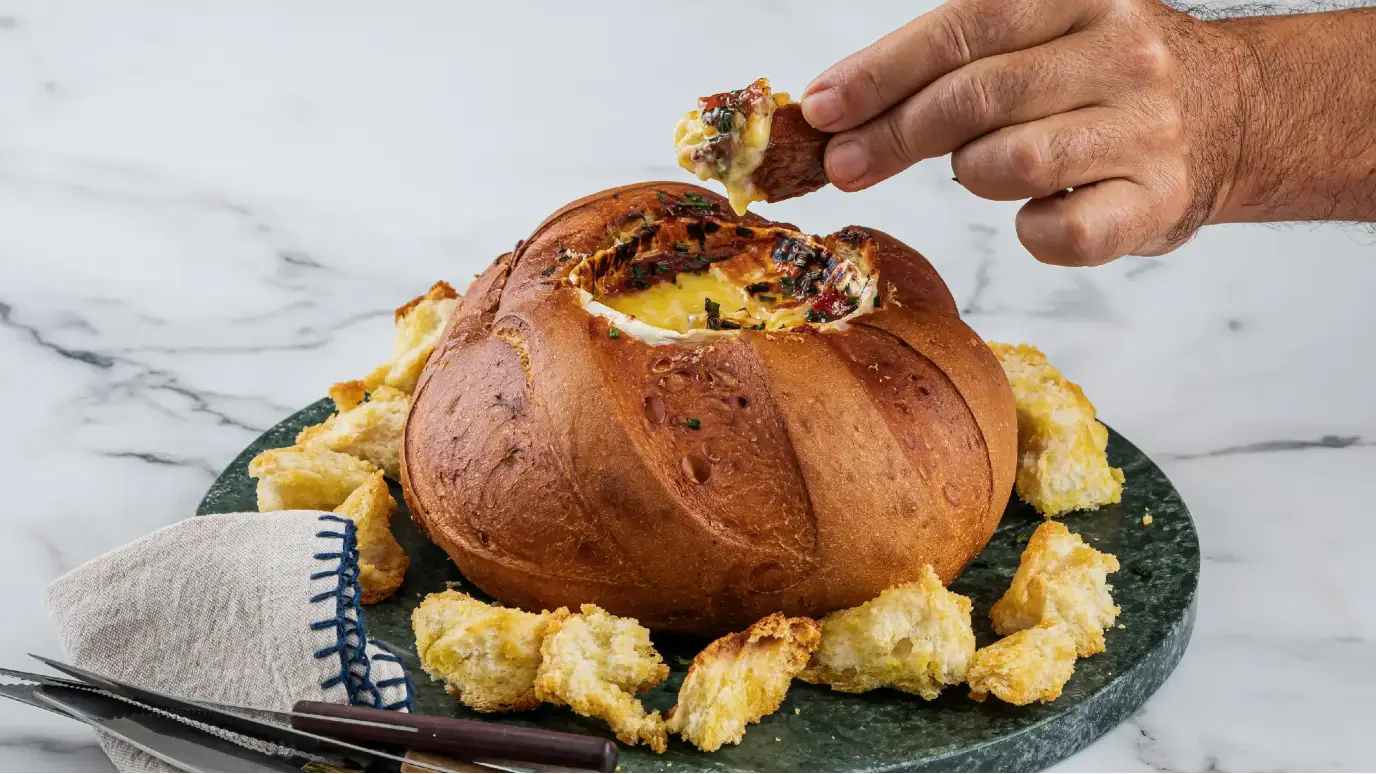 Camembert Garlic and Chive Baked Cob