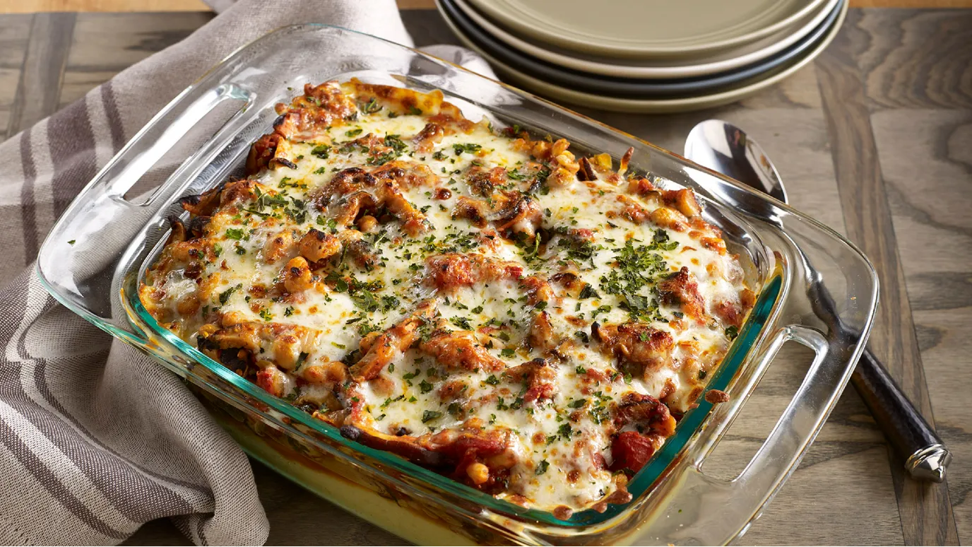 Mushroom Basil and Polenta Casserole