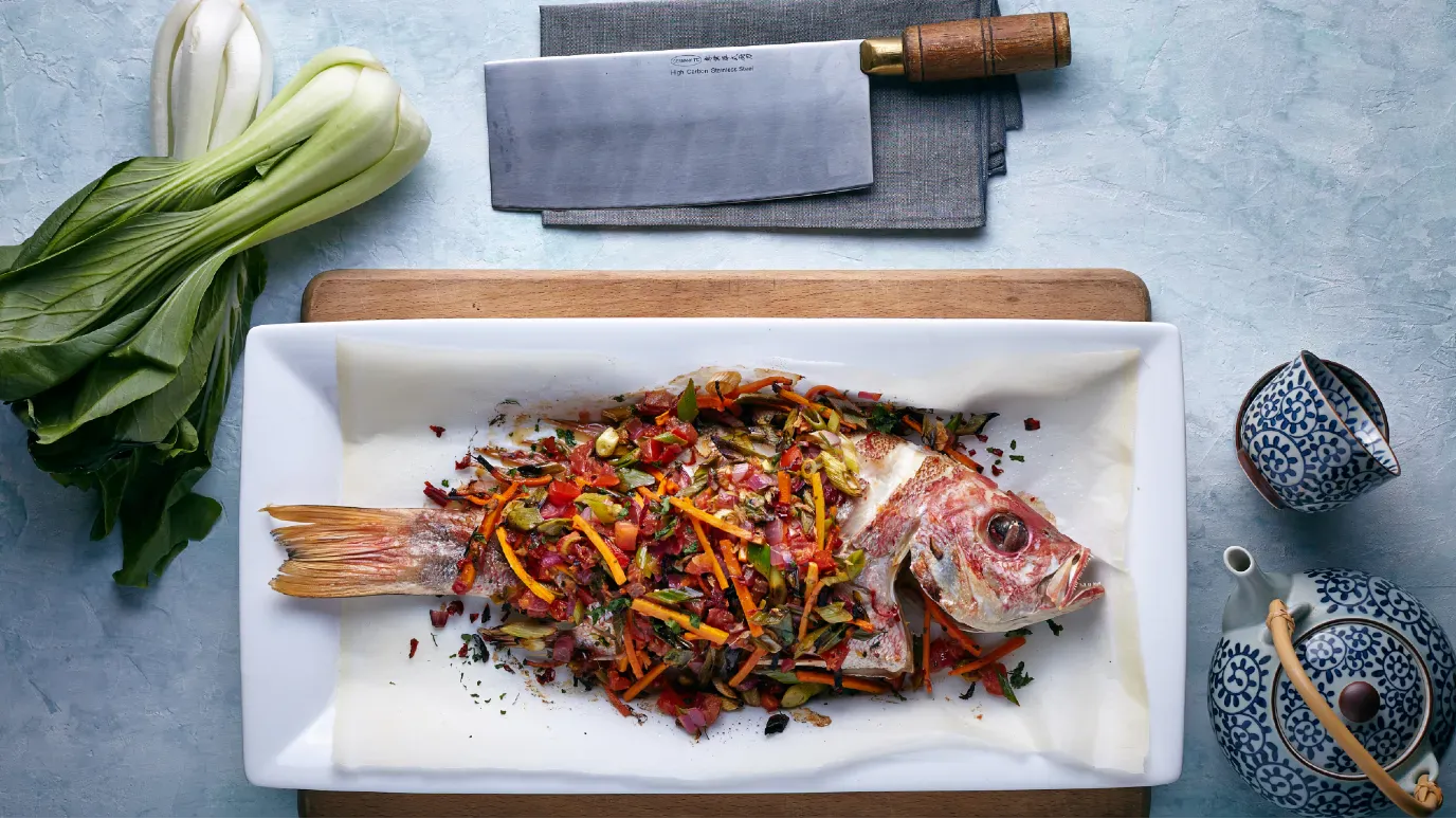 Oriental (Chinese) Whole Baked Snapper with Ginger and Chilli