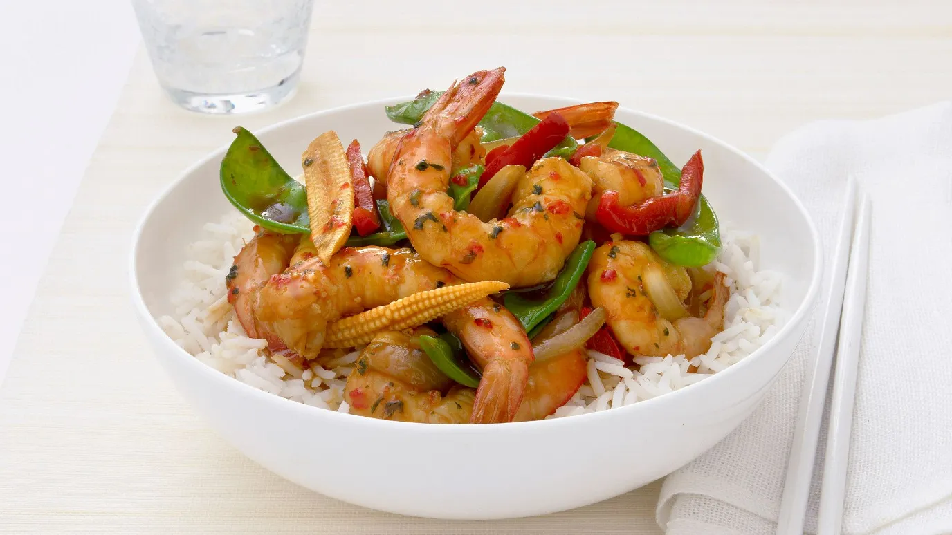 Prawn Stir Fry with Garlic Chilli & Coriander
