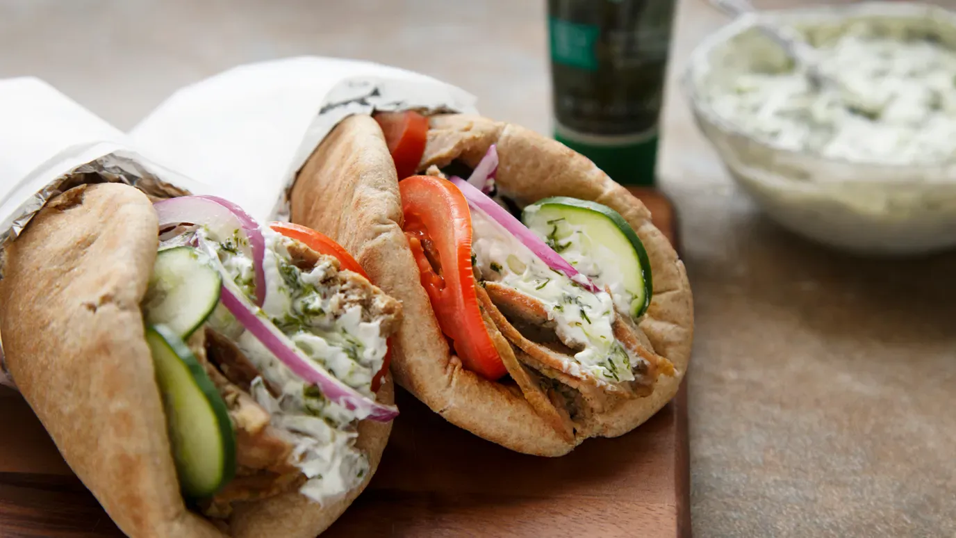 Garlic & Parsley Turkey Gyros with Tzatziki Sauce