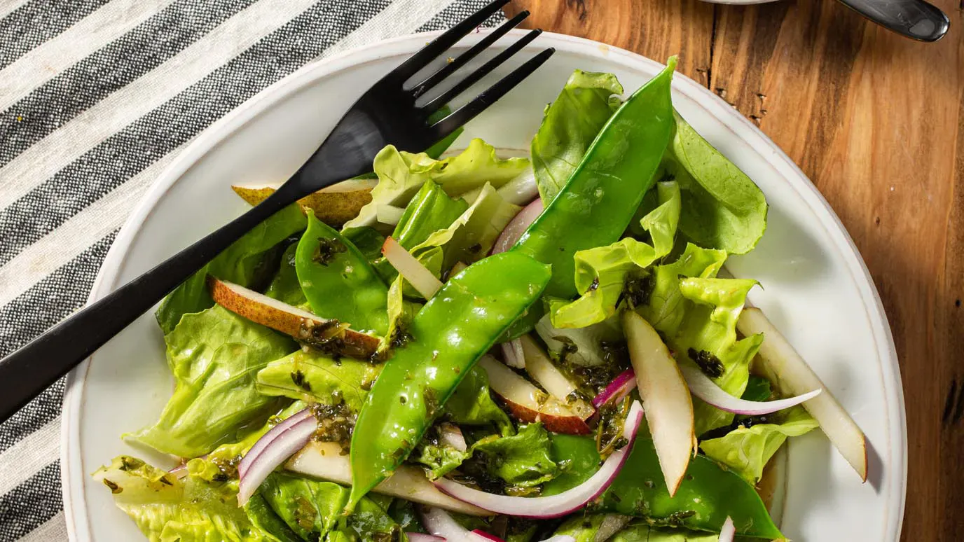 Asian Pear & Snow Pea Salad with Cilantro & Ginger