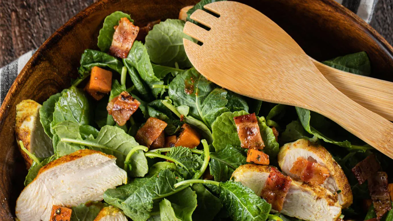 Roasted Sweet Potato, Chicken & Kale Salad