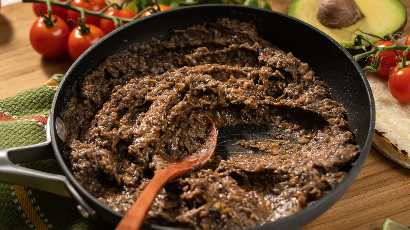 Refried Black Beans with Cilantro, Garlic and Chili Pepper