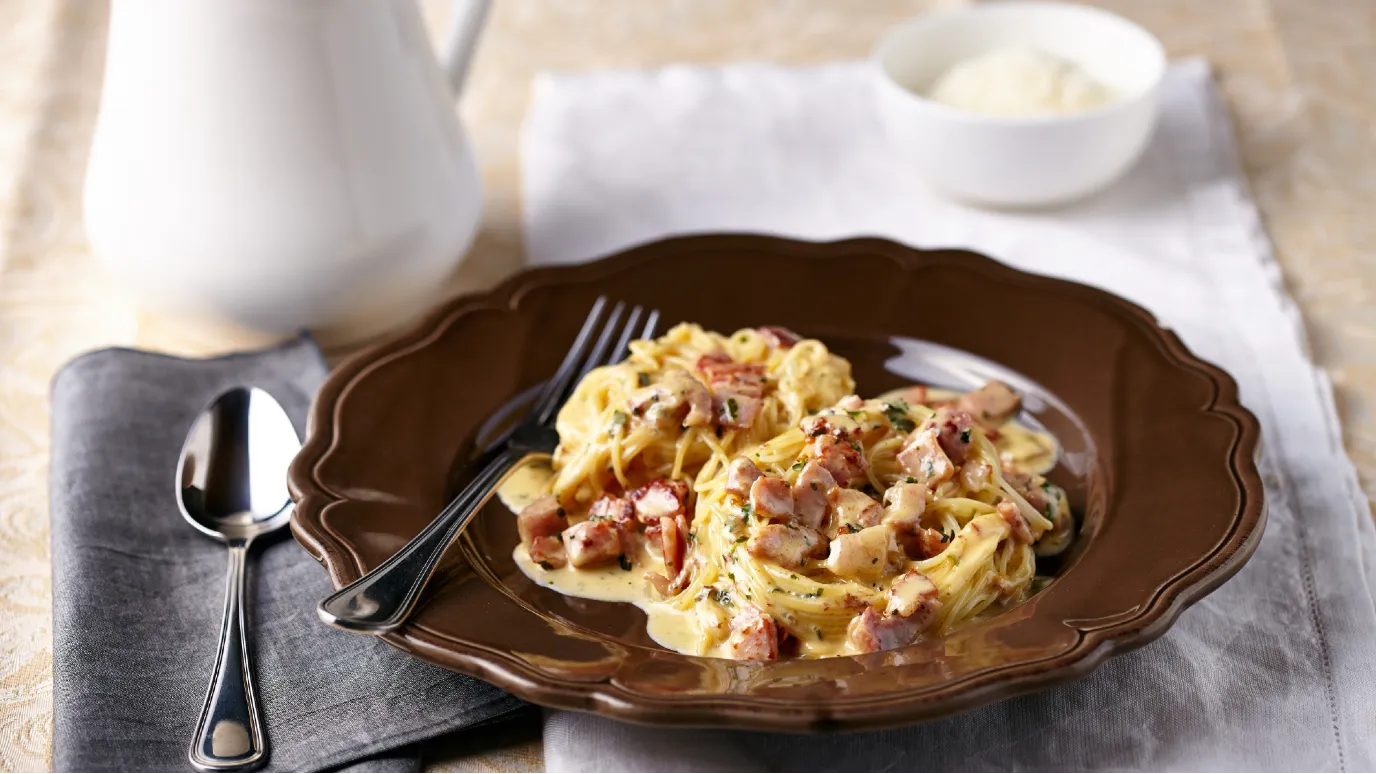 Speck and Basil Carbonara